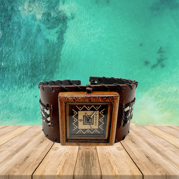 Reloj Origen Reloj de pulsera hecho a mano de madera y cuero para hombre Etsy Espana