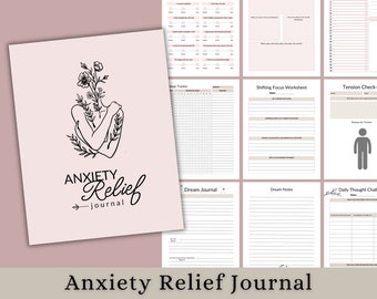 Anxiety Relief Journal | Therapy Worksheets, Self-Care (Digital Download) | Mental Health Planner