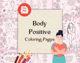 Pages à colorier Body Positive Affirmations | Amour de soi, féministe (téléchargement PDF) | Soulagement du stress par la pleine conscience