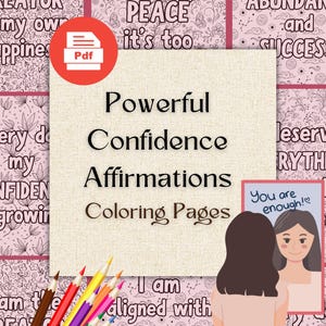 Confidence Affirmations Coloring Pages | Self Love | Empowering Affirmations | Positive Messages Printable Coloring Pages