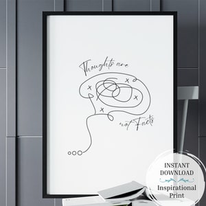 Thoughts are not Facts Wall Art | Positive Decor | Mental Health Wall Art | Therapy Office | Instant Downloads