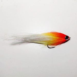 Gädda Streamer Set 3 delar, Röd Gul Musky Fluga, Stora Predator Fiskebeten, Stor Öring Abborre Flugfiskeflugor, Enkel Krok 3/0 Deceiver