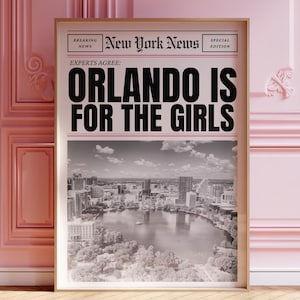 Orlando Wall Art, Retro Florida Wall Art, Trendy FL Art Print, Lake Eola Art, Y2K Wall Art, Headline Print, Greetings from Orlando Wall Art