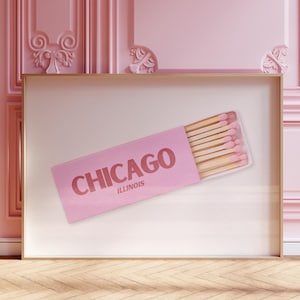 Chicago Wall Art, Retro Chicago Home Decor, Trendy CHI Art Print, Maximalist Wall Art, Matchbox Chicago Poster, Matchbox Wall Art, Matchbook