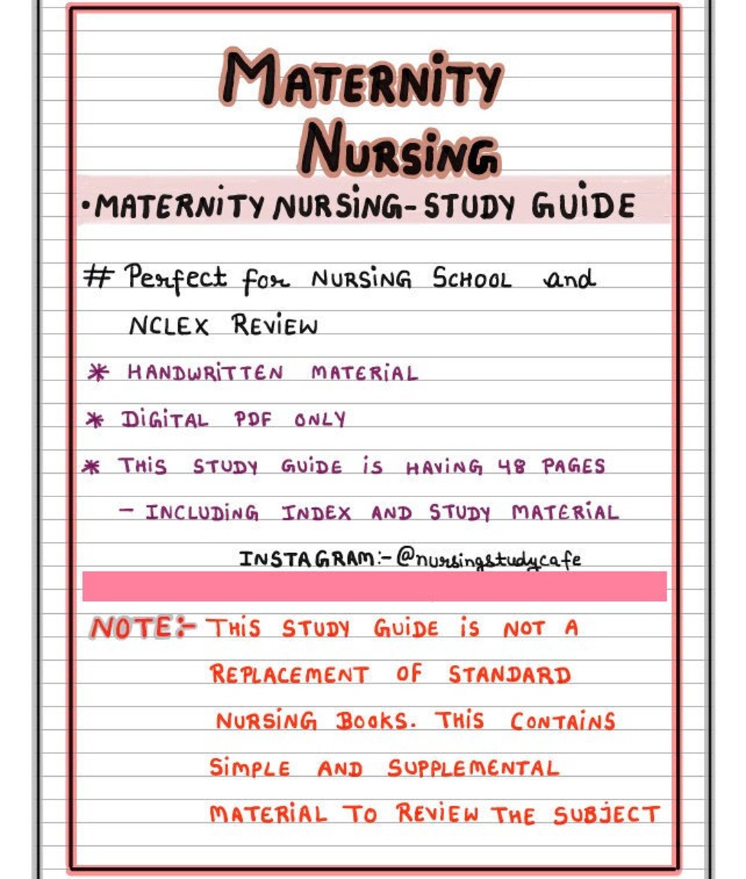 Maternity Nursing Study Guide Etsy
