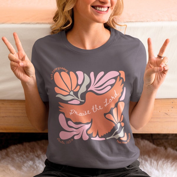 Christian Apparel Flower T-Shirt Gift for Girls Floral Bible Verse T-Shirt Matisse Aesthetic Apparel Psalm Scripture Faith-Based Clothing