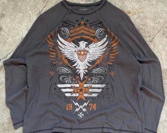 Vintage Y2K No Boundaries militair grunge thermisch shirt
