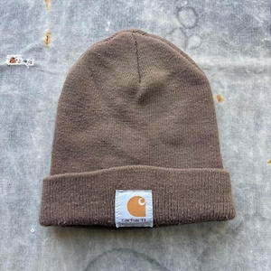 Vintage Y2K Carhartt Brown Tan Grunge Skate Outerwear Beanie image 1
