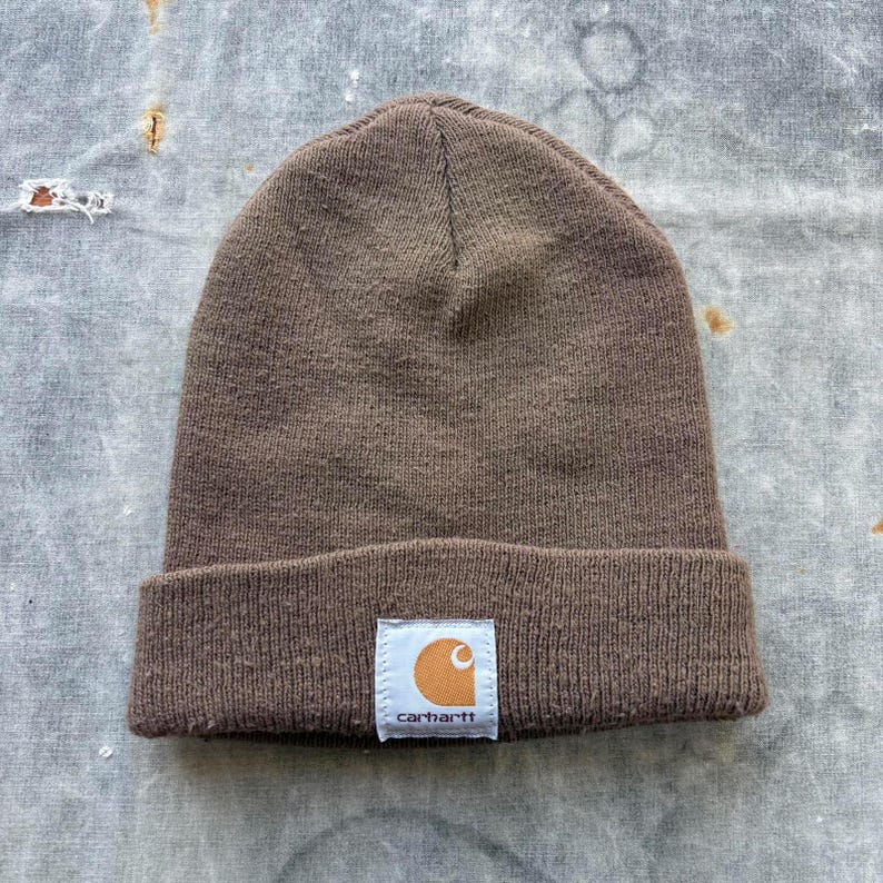 Vintage Y2K Carhartt Brown Tan Grunge Skate Outerwear Beanie image 1