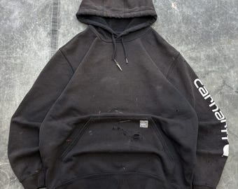 Vintage Y2K verblasste Distressed Carhartt Grunge Hoodie