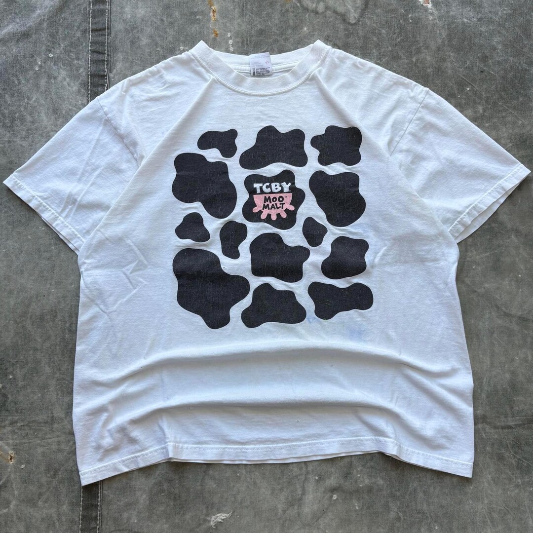 Vintage Y2K TCBY Moo Malt Funny Newspaper Cow Pattern Shirt - Etsy