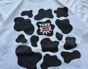 Vintage Y2K TCBY Moo Malt Funny Newspaper Cow Pattern Shirt - Etsy