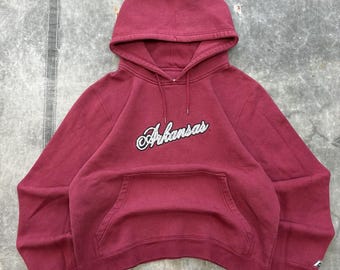 Sudadera con capucha universitaria estilo vintage Y2K de los Arkansas Razorbacks con lentejuelas.