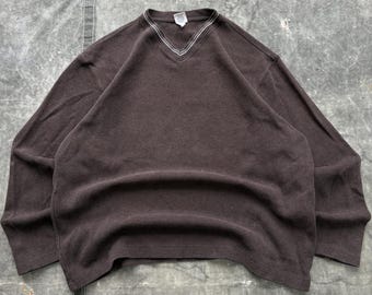 Vintage Y2K Old Navy Chocolate Brown Ribbed Knit Sweater