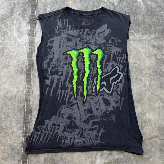 Vintage Y2K Fox Racing Monster Energy Grunge Cut off Tank - Etsy