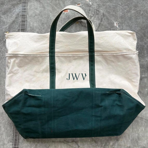 バッグ 90s L.L. Bean Boat And Tote Trout llbean Vtg 90s LL Bean Boat and Tote Bag Large Canvas Zipper Top Teal