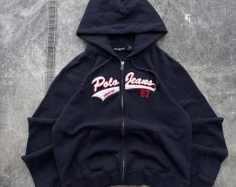 Vintage Y2K Polo Ralph Lauren White Zip up Hoodie Sweatshirt Size