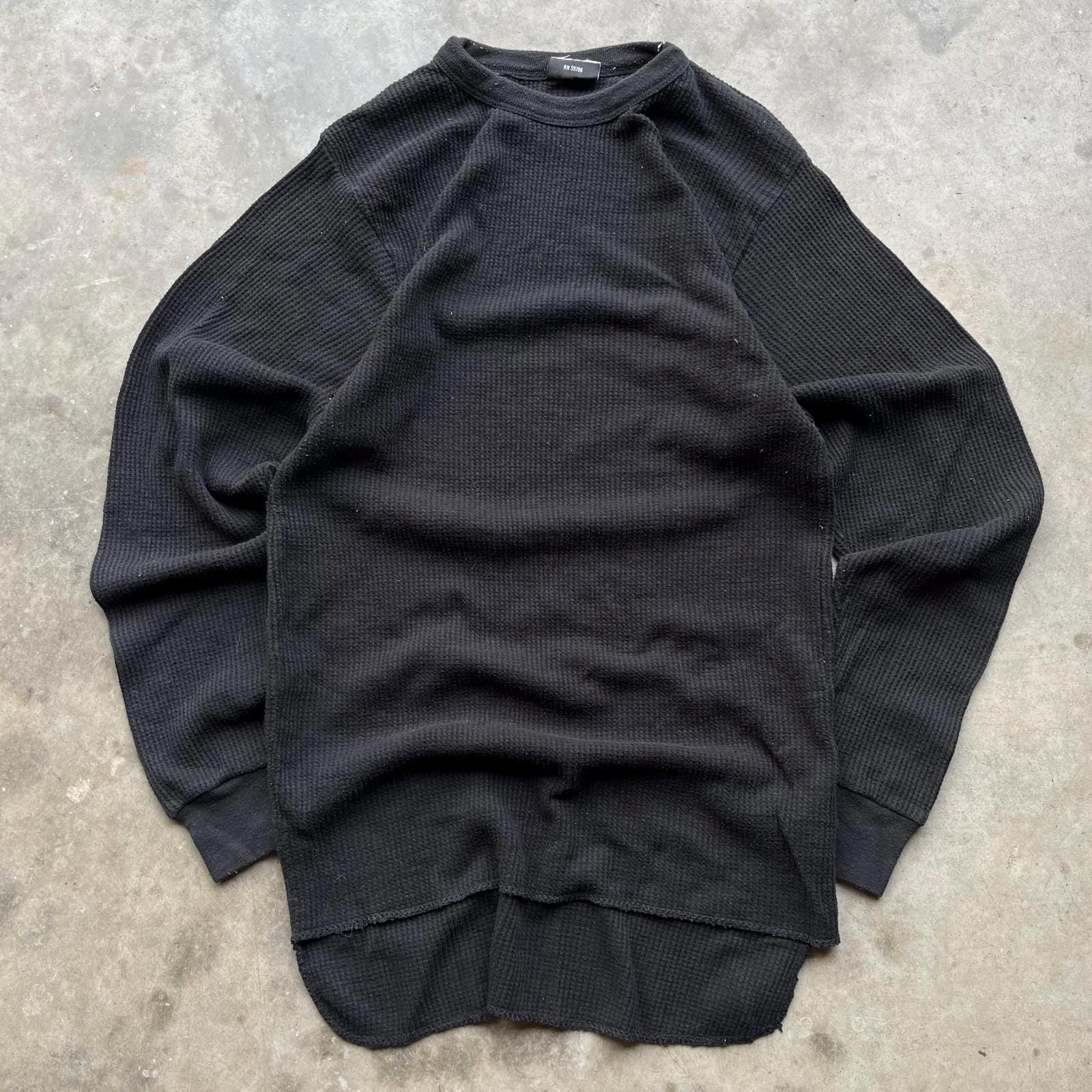 Vintage Y2K Black Grunge Thermal Waffle Knit Skater Shirt - Etsy