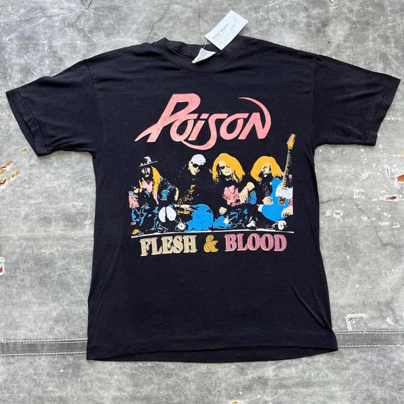 Vintage Poison Flesh & Blood Fall Tour 90s Metal Band Shirt - Etsy