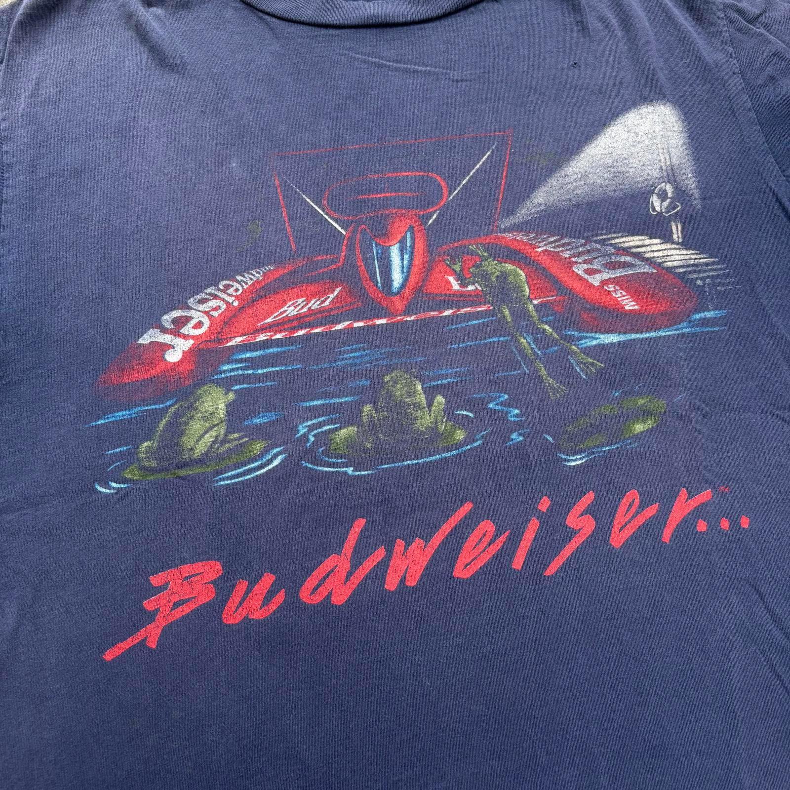 Vintage 90s Budweiser Beer Frogs Speedboat Double Sided Shirt - Etsy
