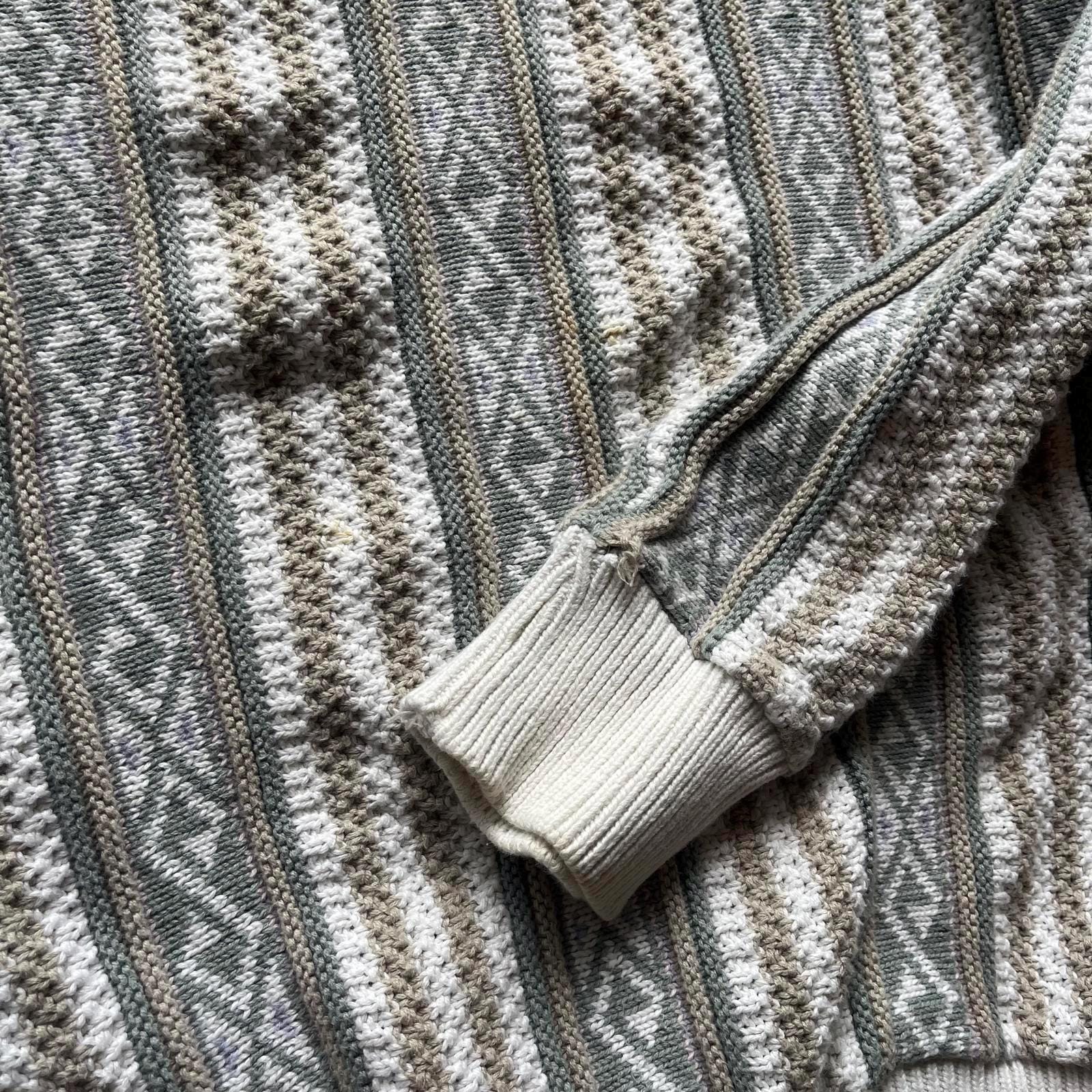 90s COOGI 3Dニットポロシャツ ヘンリーネック Vintage 90s Sweater Men's M Textured 3D Knit Coogi Style Hip Hop