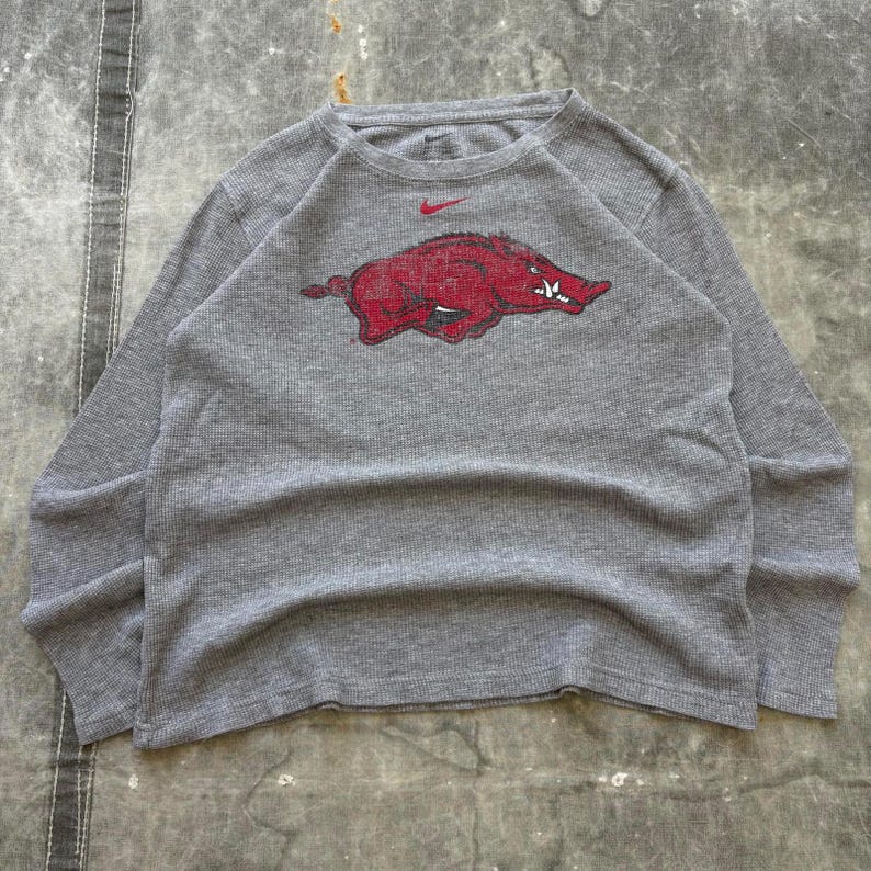 Camiseta térmica vintage Nike Center Swoosh Arkansas Razorbacks Y2K imagen 1
