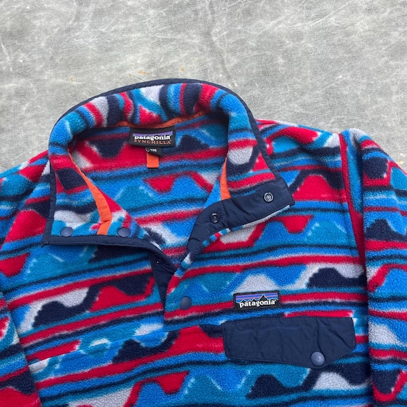 Patagonia Synchilla Snap-t Aztec Blue Delta Waves Pullover - Etsy