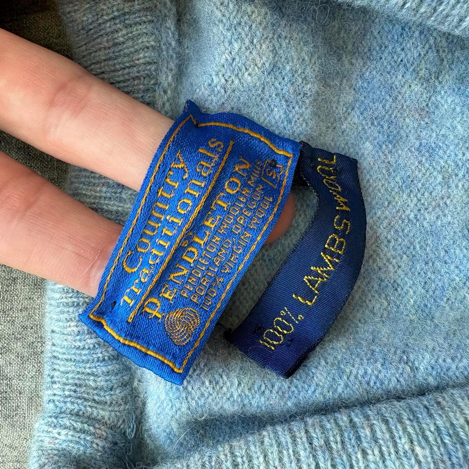 Vintage 70s Embroidered Pendleton Wool Blue V-neck Sweater - Etsy