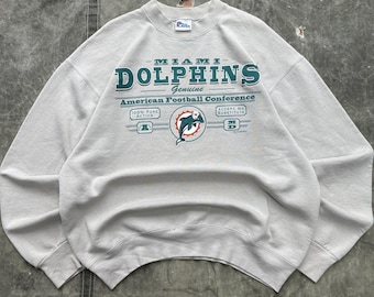 Sudadera vintage de los 90 de los Miami Dolphins de la NFL, color verde pistacho.