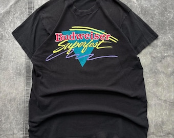 Vintage 90's Budweiser Superfest Beer White T Shirt Size L - Etsy