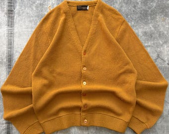 Cardigan vintage anni '60/'70 color marrone dorato stile Kurt Cobain Grunge