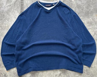Vintage Y2K Blue Grunge Skater Thermal Waffle Knit Shirt