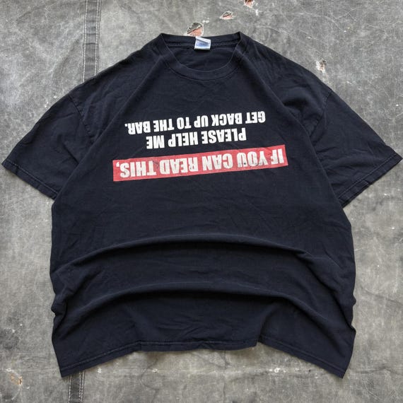 Vintage Y2K Funny Upside Down Bar Beer Drinking Joke Shirt
