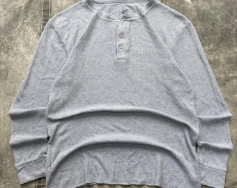 Camisa henley de punto gofre térmica grunge gris vintage Y2K