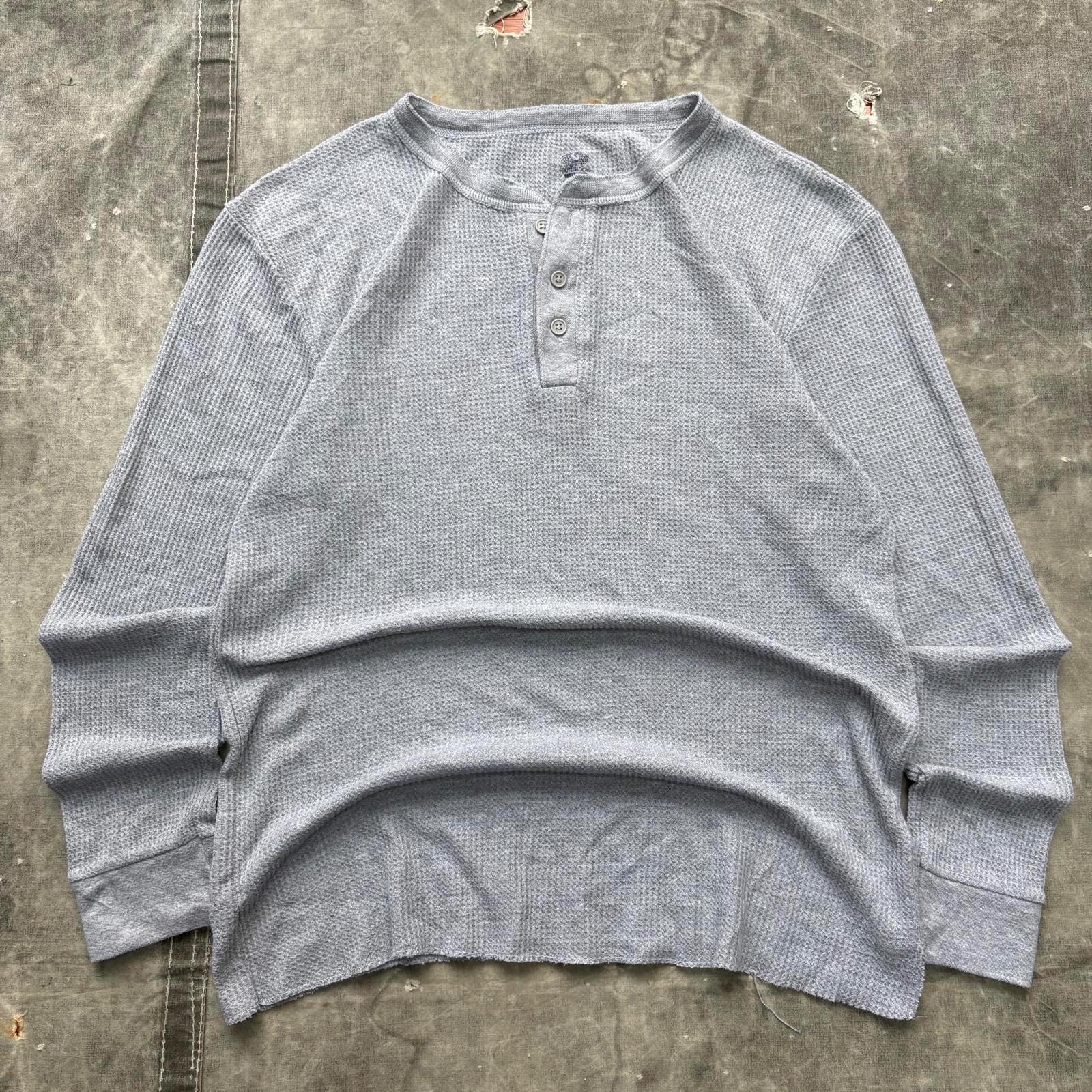 Vintage Y2K Gray Grunge Thermal Waffle Knit Henley Shirt - Etsy Canada