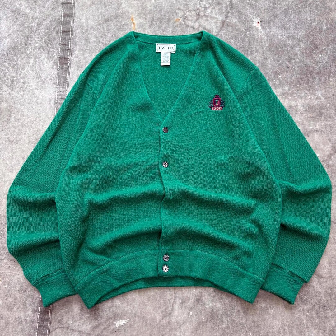 Vintage 90s Izod Bright Green Grunge Knit Sweater Cardigan - Etsy