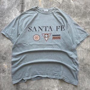 Vintage jaren 90 mosgroen Santa Fe New Mexico Azteeks shirt