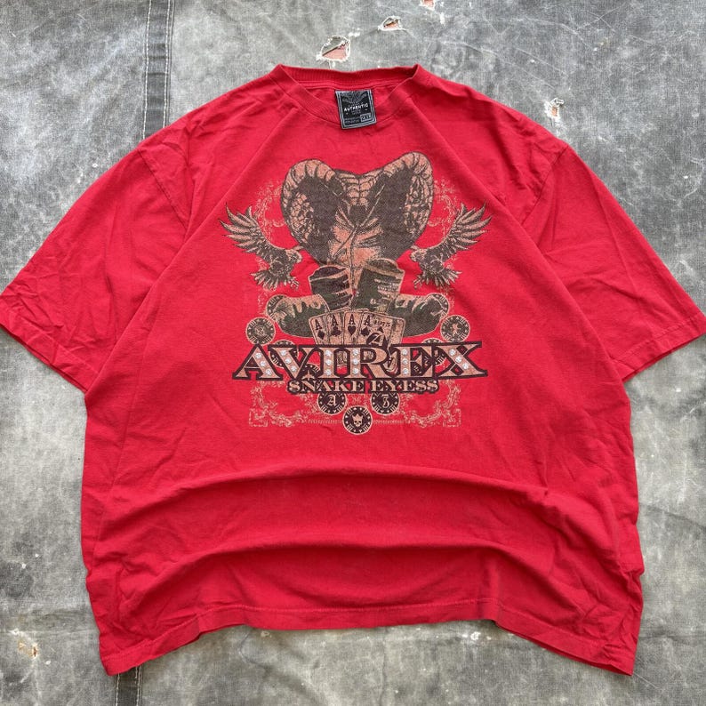 Vintage Y2K Avirex Snake Eyes Affliction Style Grunge Shirt image 1
