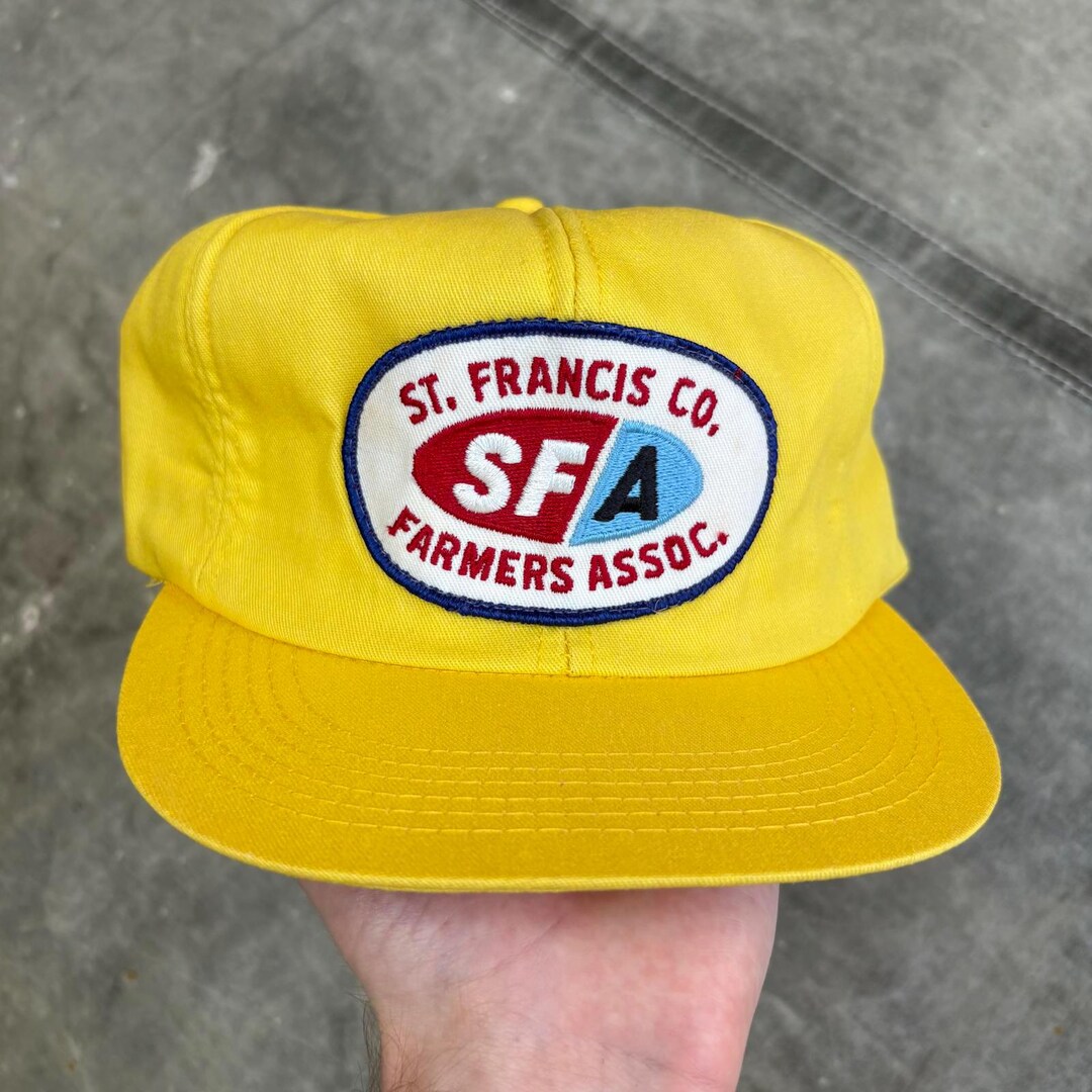 Vintage 80s Deadstock Yellow SFA Farmer’s Association Patch Trucker Hat ...