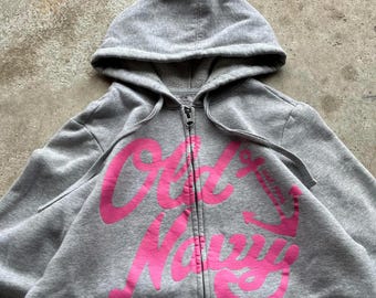 Vintage Y2K Gray Pink Old Navy Full Zip Grunge Hoodie - Etsy