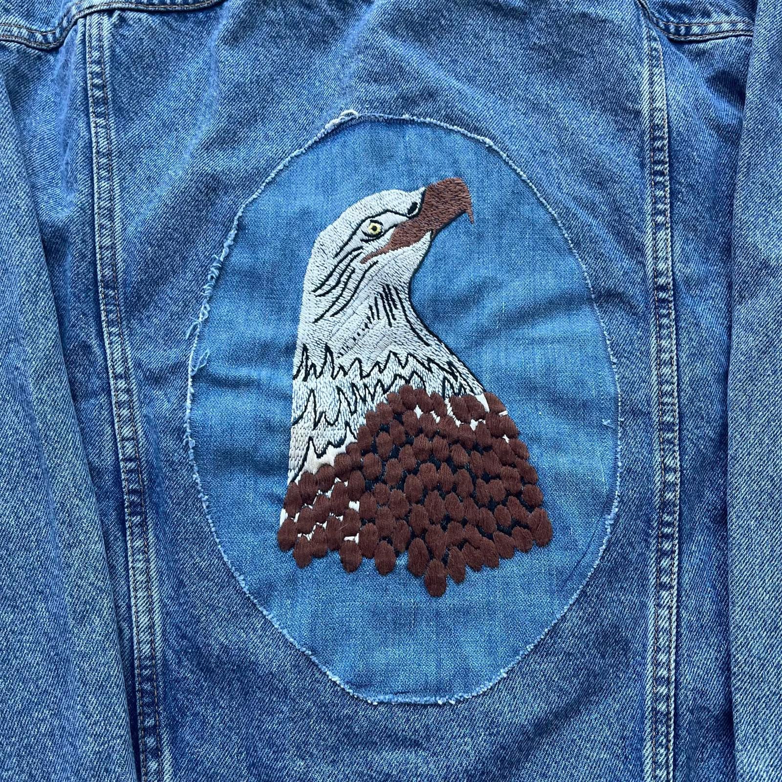 Vintage 90s Levi's Denim Eagle Embroidered Trucker Jacket - Etsy