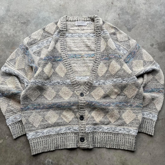 Vintage 90s 3D Knit Coogi Style Grunge Sweater Cardigan - Etsy