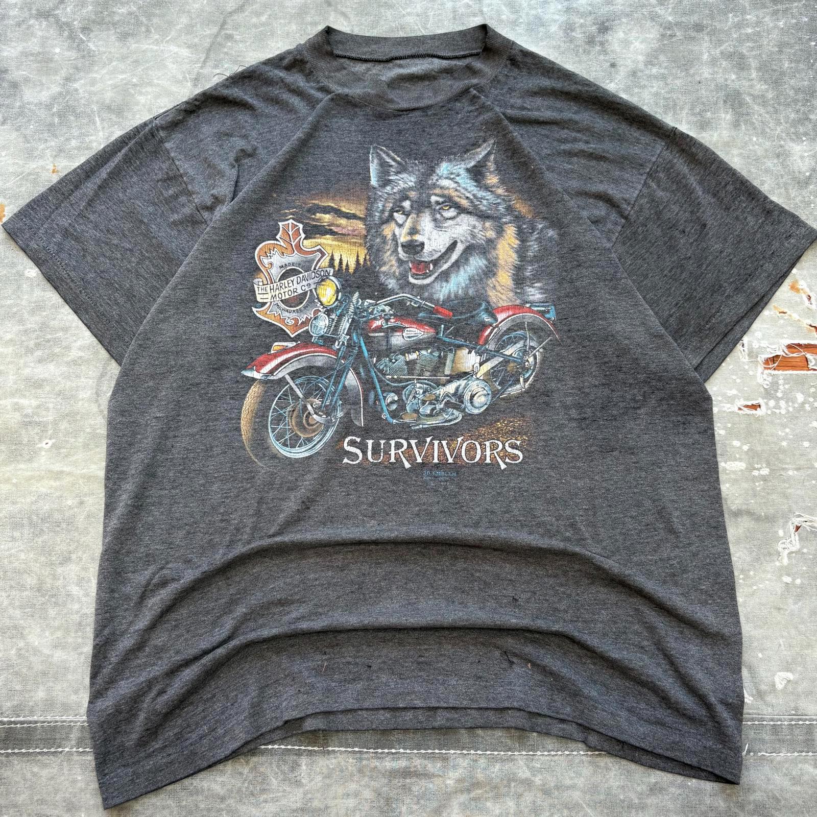 Vintage 1989 3D Emblem Harley Davidson Survivors Wolf Shirt - Etsy