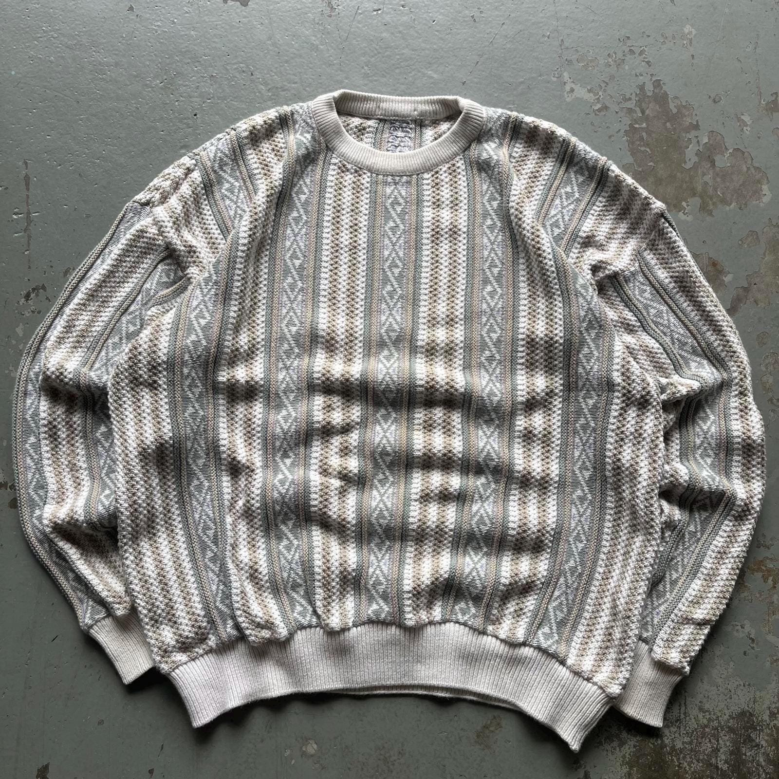 【超希少】Vintage docking 3D knit Winter Unisex Casual Knit Pullover Sweater Rainbow Colors