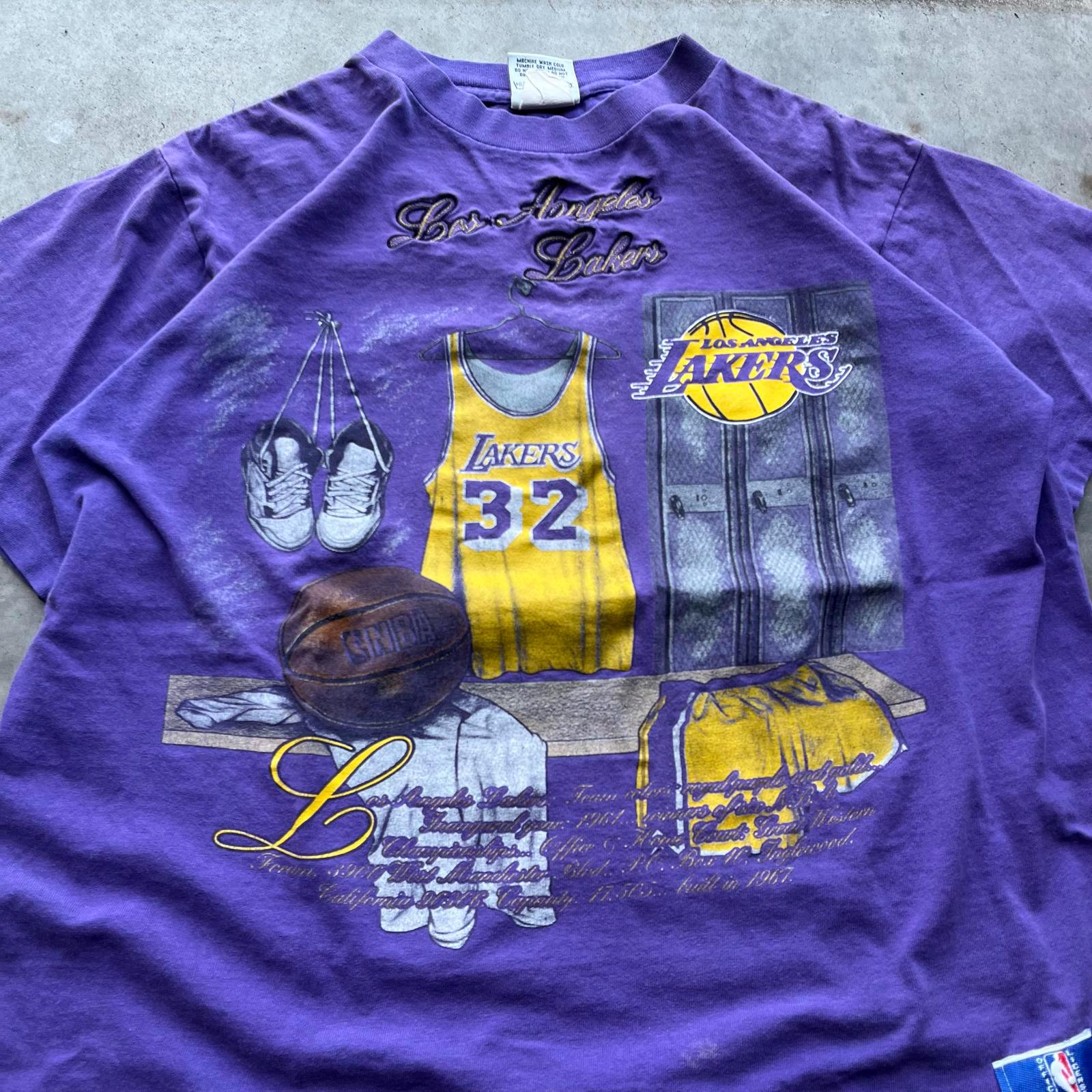 Vintage 90s Magic Johnson 32 Los Angeles Lakers NBA Locker Room