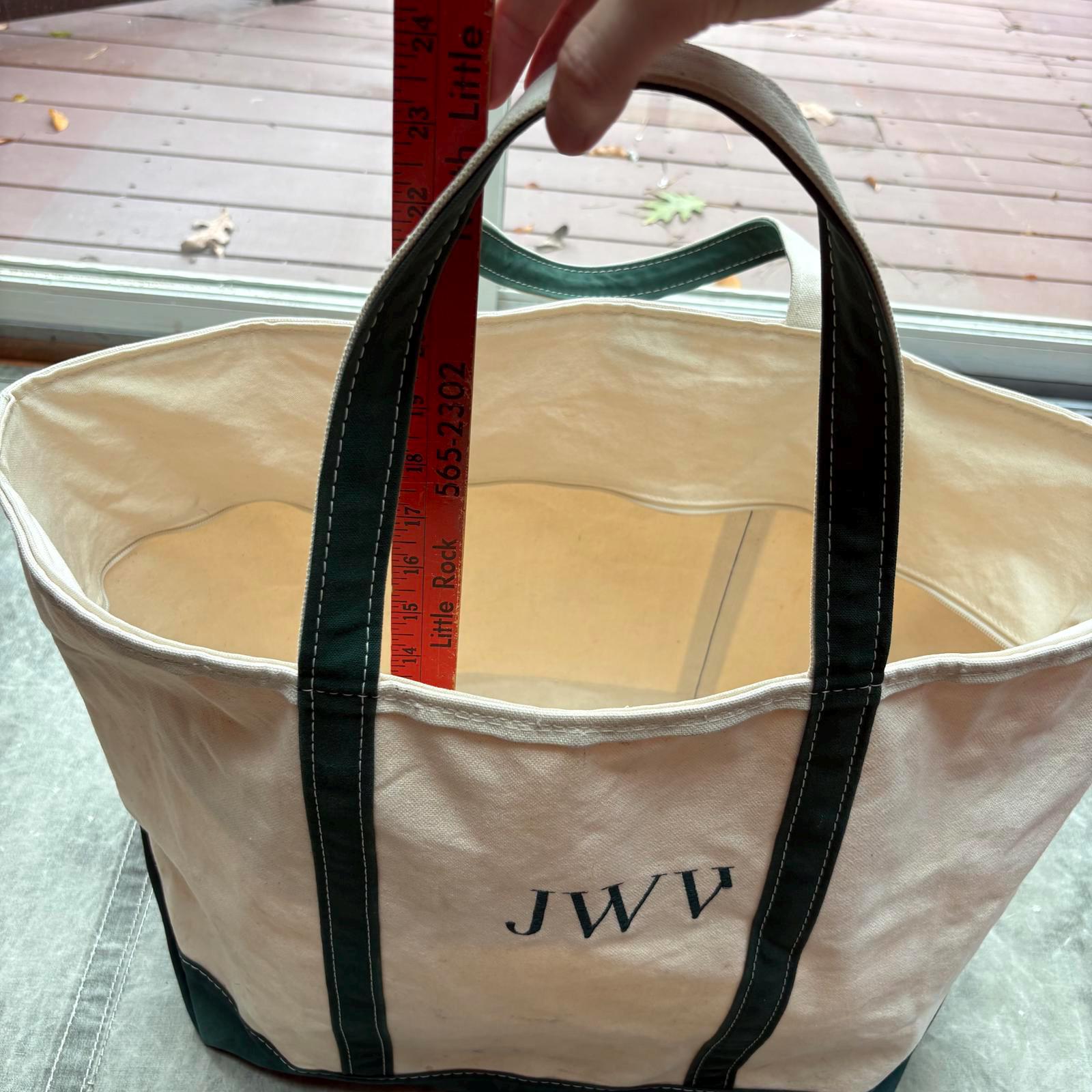 Vintage 90s L.L. Bean Boat and Tote Large Cream Forest Green