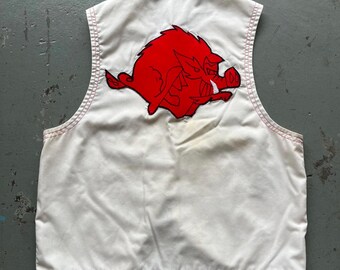 Chaleco ligero vintage de los Arkansas Razorbacks, años 70, hecho a mano