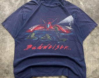 Vintage 90s Budweiser Beer Frogs Speedboat Double Sided Shirt - Etsy