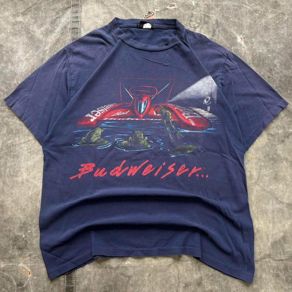 Vintage 90s Budweiser Beer Frogs Speedboat Double Sided Shirt - Etsy