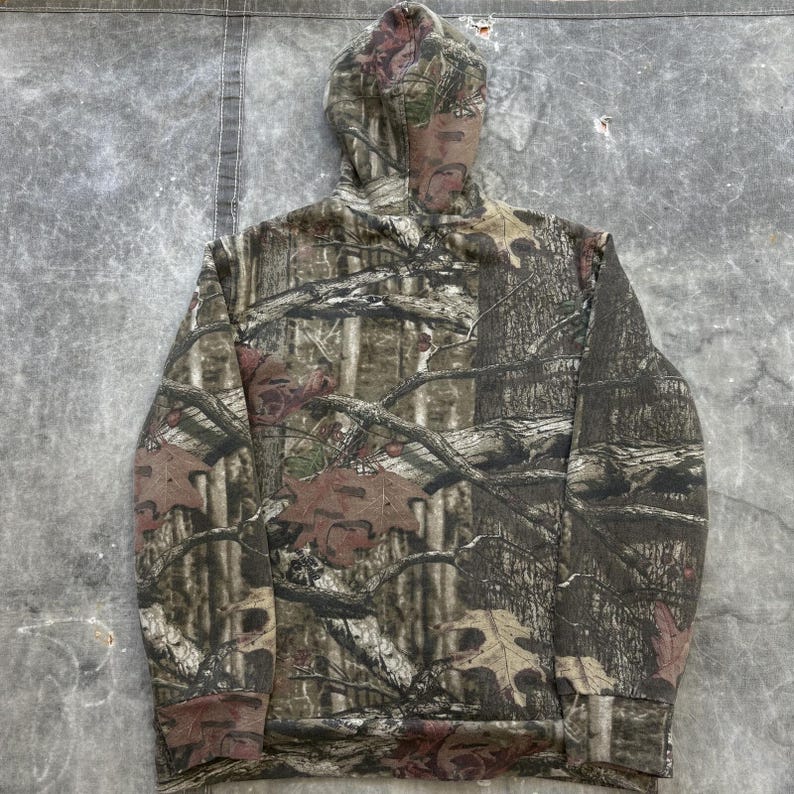 Vintage Y2K Mossy Oak Camo Sherpa gefütterter Hoodie mit durchgehendem Reißverschluss Bild 4